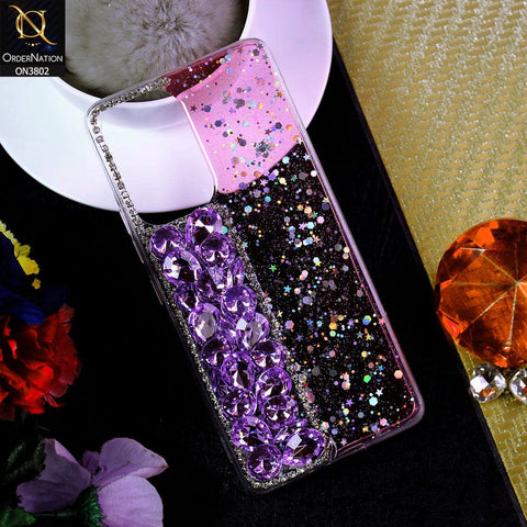 Oppo A57 5G Cover - Purple - New Shinny Glitter Case With Bling Sparkle Stones Soft Borders Protective Case ( Glitter Does Not Move )