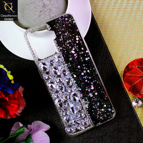 Oppo F19 Pro Cover - Black - New Shinny Glitter Case With Bling Sparkle Stones Soft Borders Protective Case ( Glitter Does Not Move )