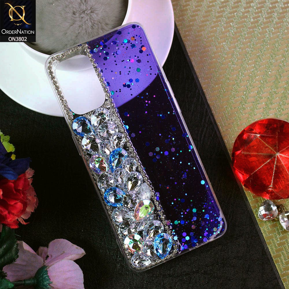 OnePlus Nord N20 5G Cover - Blue - New Shinny Glitter Case With Bling Sparkle Stones Soft Borders Protective Case ( Glitter Does Not Move )