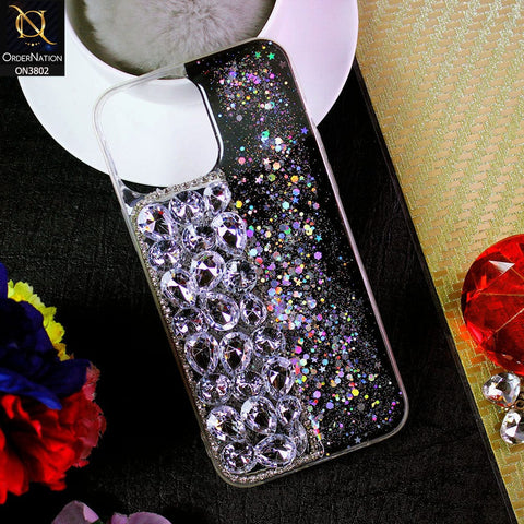 iPhone 13 Pro Max Cover - Black - New Shinny Glitter Case With Bling Sparkle Stones Soft Borders Protective Case ( Glitter Does Not Move )