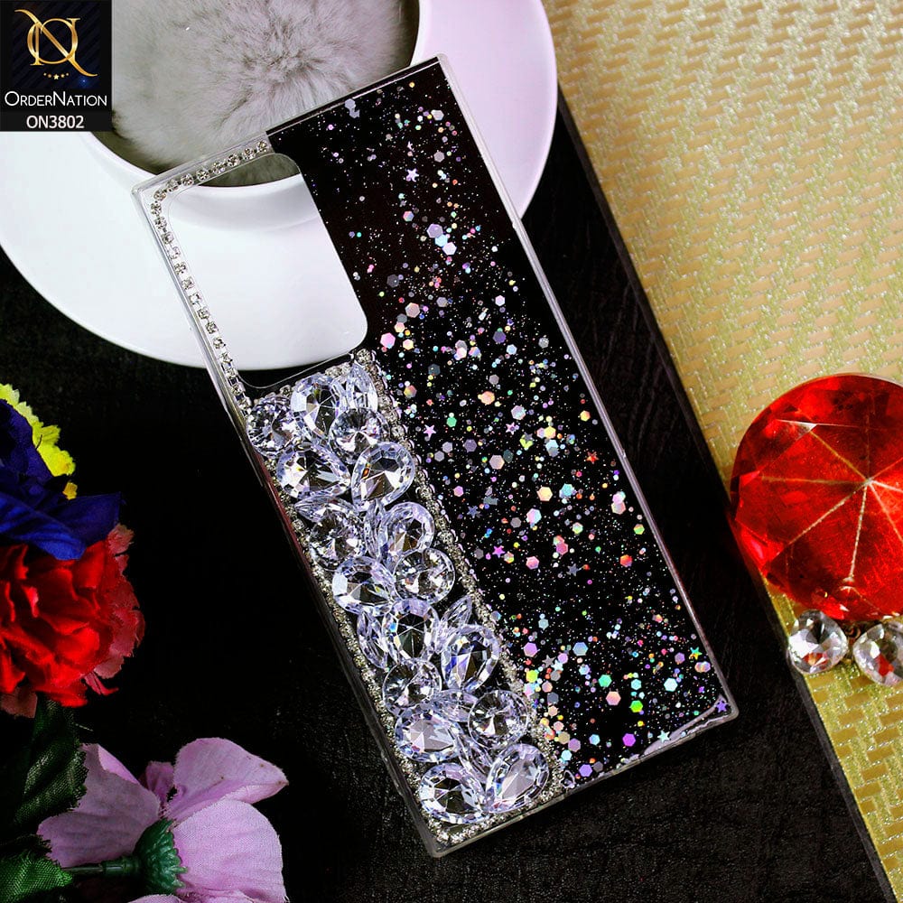 Samsung Galaxy Note 20 Ultra Cover - Black - New Shinny Glitter Case With Bling Sparkle Stones Soft Borders Protective Case ( Glitter Does Not Move )