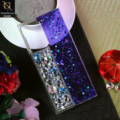 Samsung Galaxy Note 20 Ultra Cover - Blue - New Shinny Glitter Case With Bling Sparkle Stones Soft Borders Protective Case ( Glitter Does Not Move )
