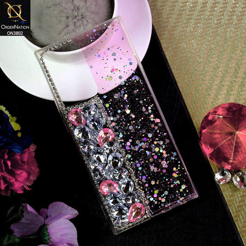 Samsung Galaxy Note 20 Ultra Cover - Light Pink - New Shinny Glitter Case With Bling Sparkle Stones Soft Borders Protective Case ( Glitter Does Not Move )