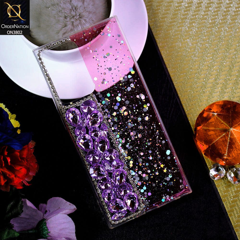 Samsung Galaxy Note 20 Ultra Cover - Purple - New Shinny Glitter Case With Bling Sparkle Stones Soft Borders Protective Case ( Glitter Does Not Move )