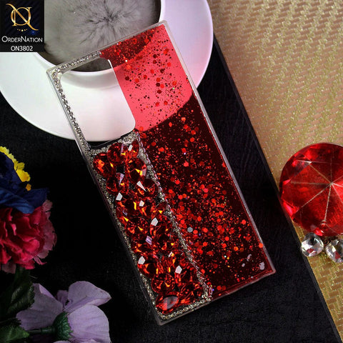 Samsung Galaxy Note 20 Ultra Cover - Red - New Shinny Glitter Case With Bling Sparkle Stones Soft Borders Protective Case ( Glitter Does Not Move )