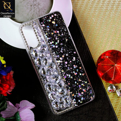 Vivo S1 Cover - Black - New Shinny Glitter Case With Bling Sparkle Stones Soft Borders Protective Case ( Glitter Does Not Move )