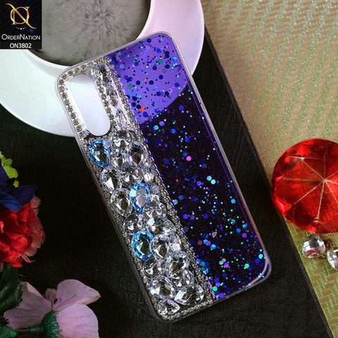 Vivo S1 Cover - Blue - New Shinny Glitter Case With Bling Sparkle Stones Soft Borders Protective Case ( Glitter Does Not Move )