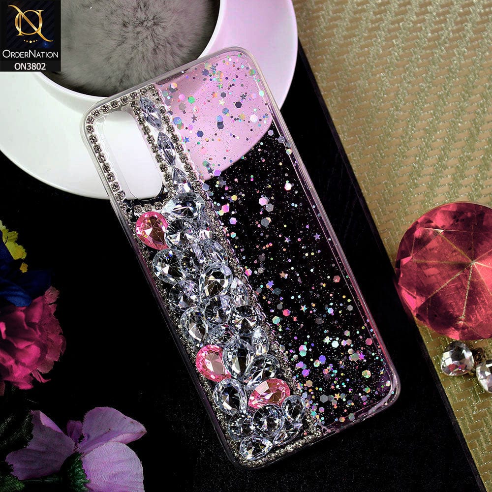 Vivo S1 Cover - Light Pink - New Shinny Glitter Case With Bling Sparkle Stones Soft Borders Protective Case ( Glitter Does Not Move )
