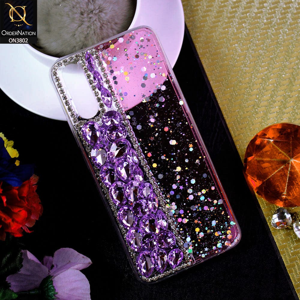 Vivo S1 Cover - Purple - New Shinny Glitter Case With Bling Sparkle Stones Soft Borders Protective Case ( Glitter Does Not Move )
