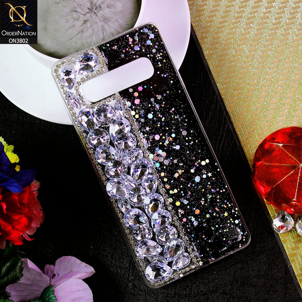 Samsung Galaxy S10 Plus Cover - Black - New Shinny Glitter Case With Bling Sparkle Stones Soft Borders Protective Case ( Glitter Does Not Move )