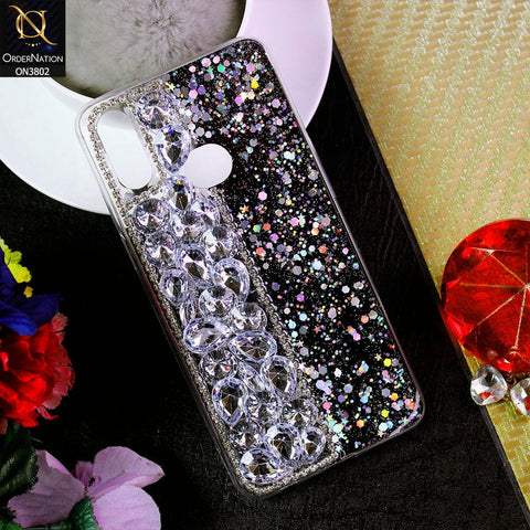 Samsung Galaxy A10s Cover - Black - New Shinny Glitter Case With Bling Sparkle Stones Soft Borders Protective Case ( Glitter Does Not Move )