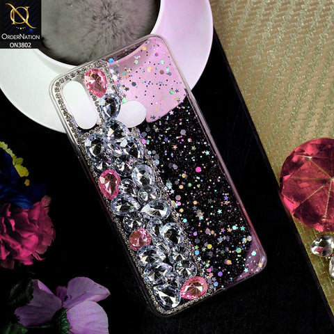 Samsung Galaxy A10s Cover - Light Pink - New Shinny Glitter Case With Bling Sparkle Stones Soft Borders Protective Case ( Glitter Does Not Move )