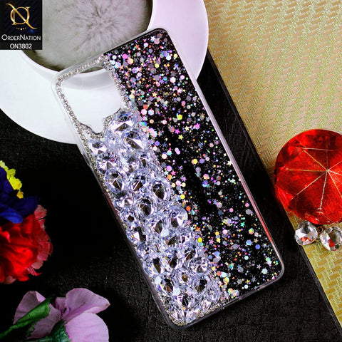 Samsung Galaxy A12 Nacho Cover - Black - New Shinny Glitter Case With Bling Sparkle Stones Soft Borders Protective Case ( Glitter Does Not Move )