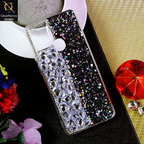 Samsung Galaxy A21s Cover - Black - New Shinny Glitter Case With Bling Sparkle Stones Soft Borders Protective Case ( Glitter Does Not Move )