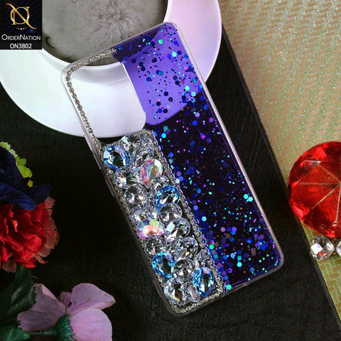 Samsung Galaxy A23 Cover - Blue - New Shinny Glitter Case With Bling Sparkle Stones Soft Borders Protective Case ( Glitter Does Not Move )