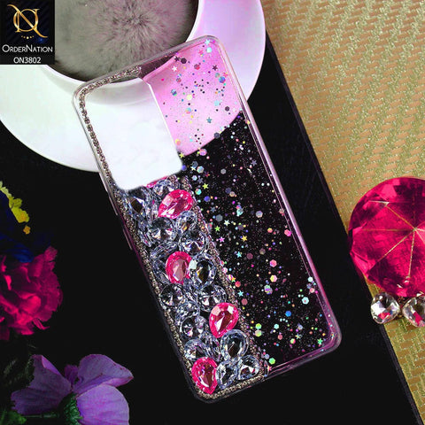 Samsung Galaxy A23 Cover - Dark Pink - New Shinny Glitter Case With Bling Sparkle Stones Soft Borders Protective Case ( Glitter Does Not Move )
