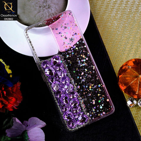 Samsung Galaxy A23 Cover - Purple - New Shinny Glitter Case With Bling Sparkle Stones Soft Borders Protective Case ( Glitter Does Not Move )