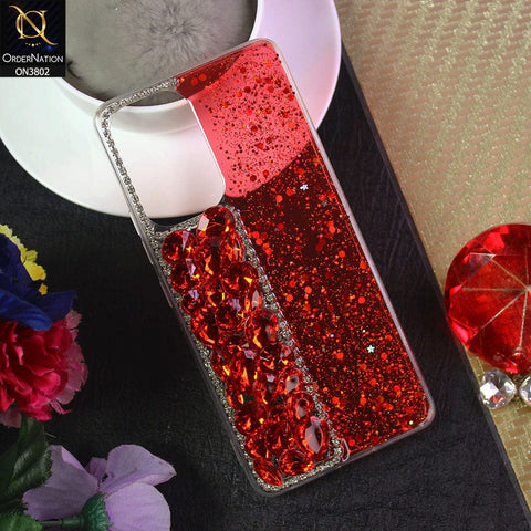 Samsung Galaxy A23 5G Cover - Red - New Shinny Glitter Case With Bling Sparkle Stones Soft Borders Protective Case ( Glitter Does Not Move )