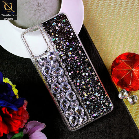 Samsung Galaxy A31 Cover - Black - New Shinny Glitter Case With Bling Sparkle Stones Soft Borders Protective Case ( Glitter Does Not Move )