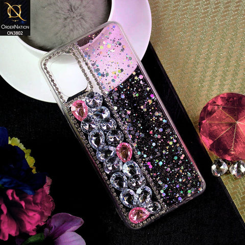 Samsung Galaxy A31 Cover - Light Pink - New Shinny Glitter Case With Bling Sparkle Stones Soft Borders Protective Case ( Glitter Does Not Move )