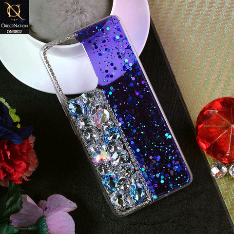 Samsung Galaxy A52s 5G Cover - Blue - New Shinny Glitter Case With Bling Sparkle Stones Soft Borders Protective Case ( Glitter Does Not Move )