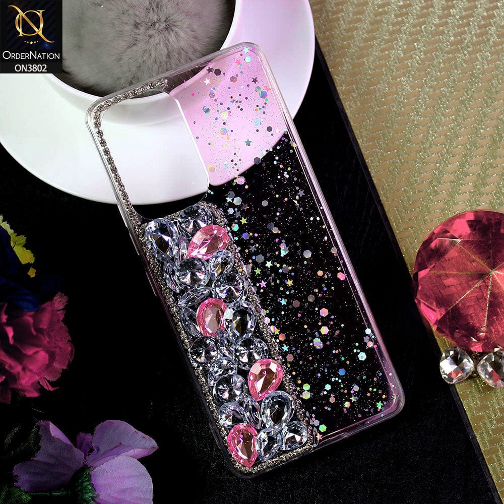 Samsung Galaxy A52s 5G Cover - Light Pink - New Shinny Glitter Case With Bling Sparkle Stones Soft Borders Protective Case ( Glitter Does Not Move )