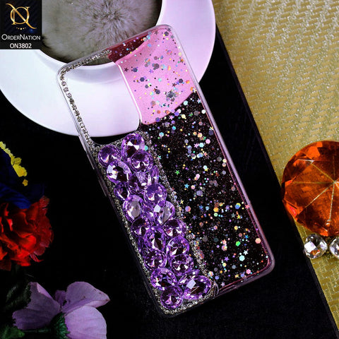 Samsung Galaxy A52s 5G Cover - Purple - New Shinny Glitter Case With Bling Sparkle Stones Soft Borders Protective Case ( Glitter Does Not Move )