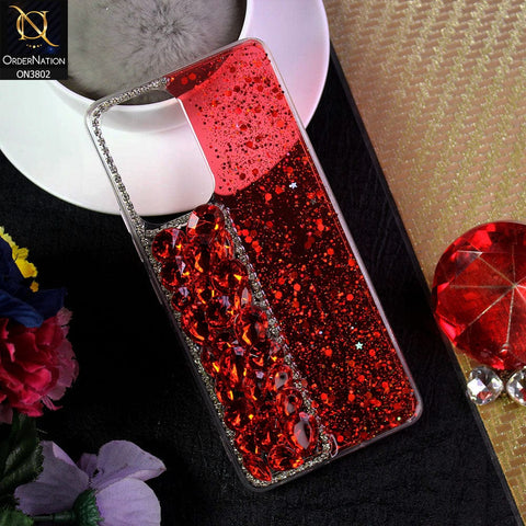 Samsung Galaxy A52s 5G Cover - Red - New Shinny Glitter Case With Bling Sparkle Stones Soft Borders Protective Case ( Glitter Does Not Move )