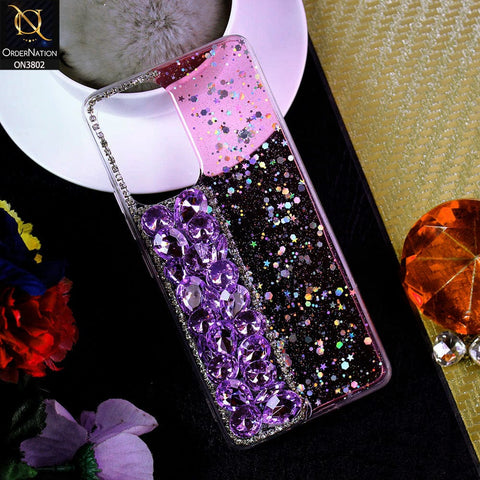 Samsung Galaxy A53 5G Cover - Purple - New Shinny Glitter Case With Bling Sparkle Stones Soft Borders Protective Case ( Glitter Does Not Move )