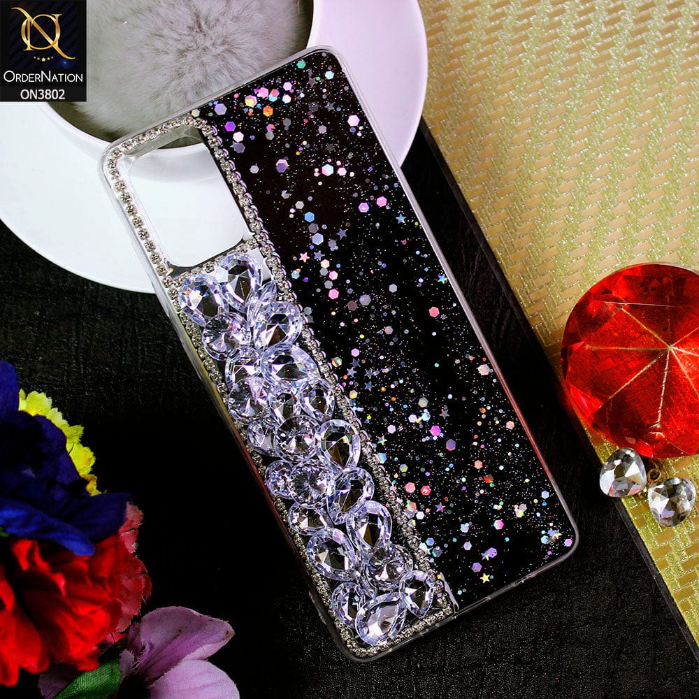 Samsung Galaxy A71 Cover - Black - New Shinny Glitter Case With Bling Sparkle Stones Soft Borders Protective Case ( Glitter Does Not Move )