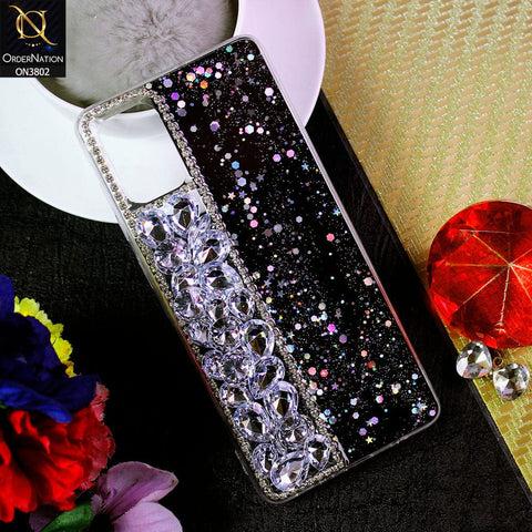 Samsung Galaxy A71 Cover - Black - New Shinny Glitter Case With Bling Sparkle Stones Soft Borders Protective Case ( Glitter Does Not Move )