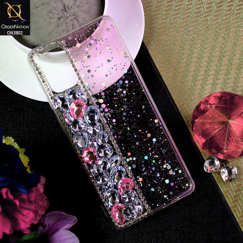 Samsung Galaxy A71 Cover - Light Pink - New Shinny Glitter Case With Bling Sparkle Stones Soft Borders Protective Case ( Glitter Does Not Move )