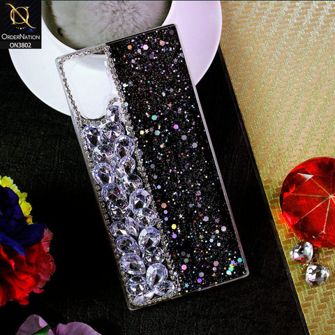 Samsung Galaxy Note 10 Plus Cover - Black - New Shinny Glitter Case With Bling Sparkle Stones Soft Borders Protective Case ( Glitter Does Not Move )