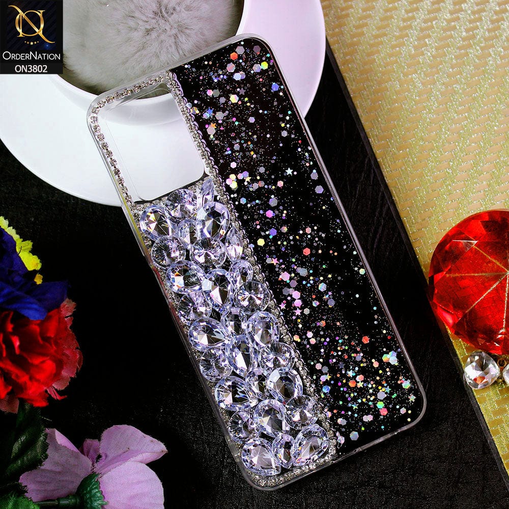 vivo Y33t Cover - Black - New Shinny Glitter Case With Bling Sparkle Stones Soft Borders Protective Case ( Glitter Does Not Move )