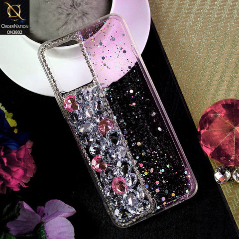 Vivo Y21t Cover - Light Pink - New Shinny Glitter Case With Bling Sparkle Stones Soft Borders Protective Case ( Glitter Does Not Move )