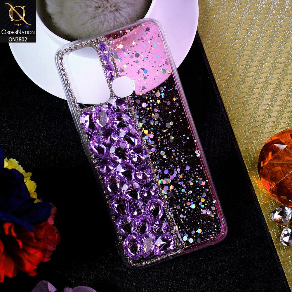 Vivo Y50 Cover - Purple - New Shinny Glitter Case With Bling Sparkle Stones Soft Borders Protective Case ( Glitter Does Not Move )