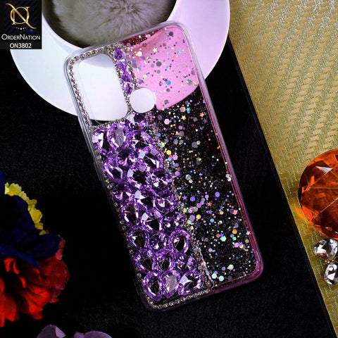 Vivo Y50 Cover - Purple - New Shinny Glitter Case With Bling Sparkle Stones Soft Borders Protective Case ( Glitter Does Not Move )