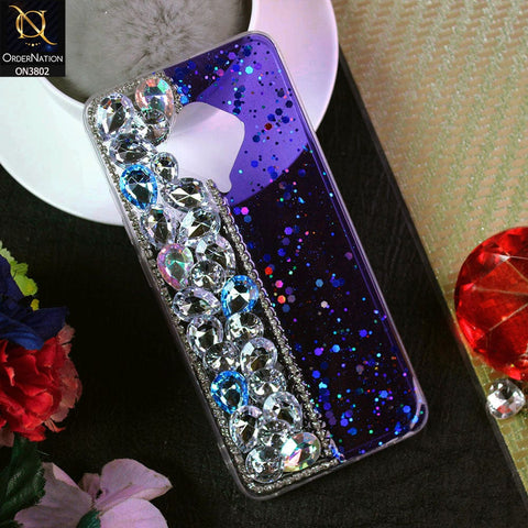 Vivo Y51 (2020 September) Cover - Blue - New Shinny Glitter Case With Bling Sparkle Stones Soft Borders Protective Case ( Glitter Does Not Move )