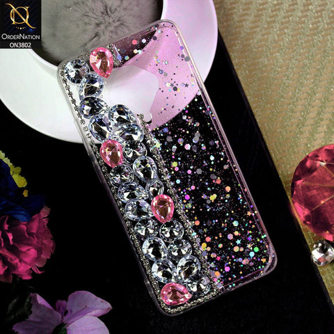 Vivo S1 Pro Cover - Light Pink - New Shinny Glitter Case With Bling Sparkle Stones Soft Borders Protective Case ( Glitter Does Not Move )