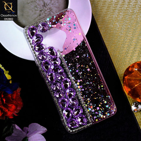 Vivo Y51 (2020 September) Cover - Purple - New Shinny Glitter Case With Bling Sparkle Stones Soft Borders Protective Case ( Glitter Does Not Move )
