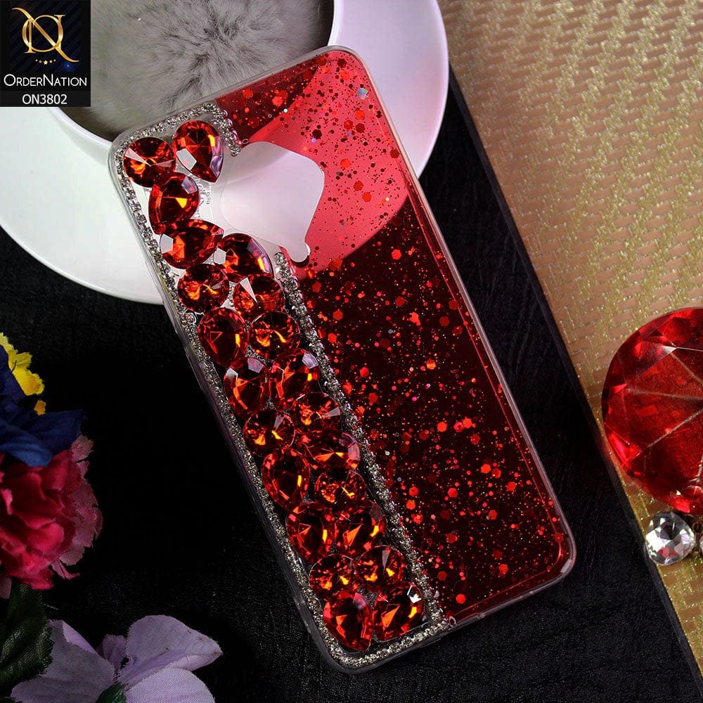 Vivo S1 Pro Cover - Red - New Shinny Glitter Case With Bling Sparkle Stones Soft Borders Protective Case ( Glitter Does Not Move )