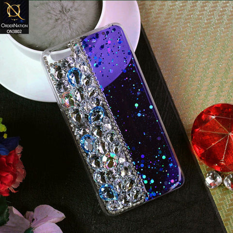 Vivo Y55s 2017 Cover - Blue - New Shinny Glitter Case With Bling Sparkle Stones Soft Borders Protective Case ( Glitter Does Not Move )