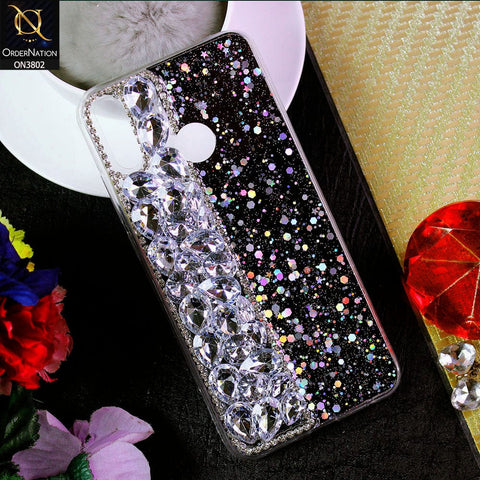 Huawei Y9 2019 Cover - Black - New Shinny Glitter Case With Bling Sparkle Stones Soft Borders Protective Case ( Glitter Does Not Move )