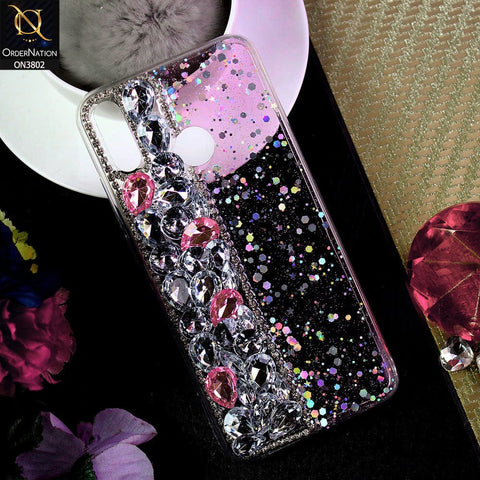 Huawei Y9 2019 Cover - Light Pink - New Shinny Glitter Case With Bling Sparkle Stones Soft Borders Protective Case ( Glitter Does Not Move )