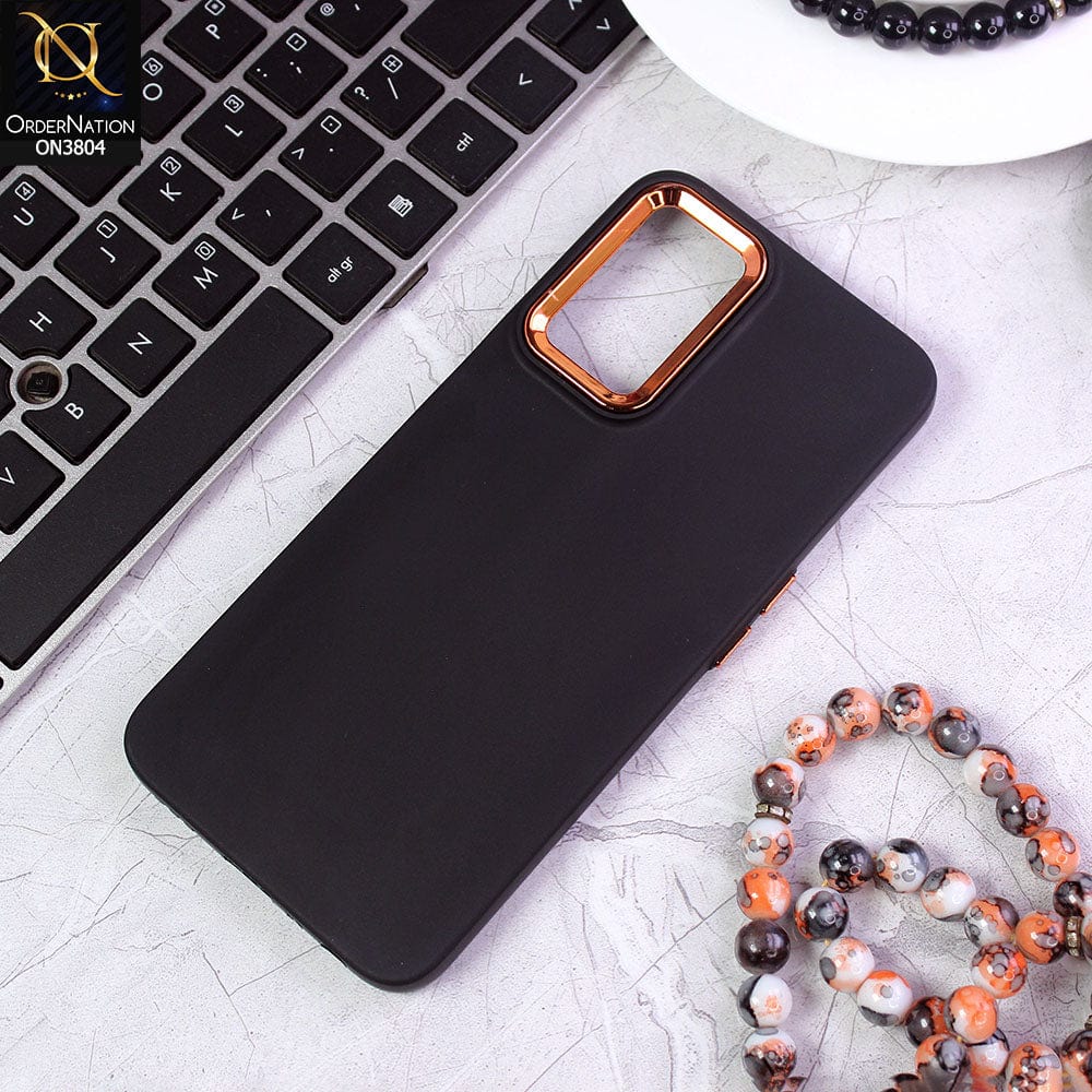 Oppo A16 Cover - Black - New Electroplating Camera Ring Colored Soft Silicon Borders Protective Back Case