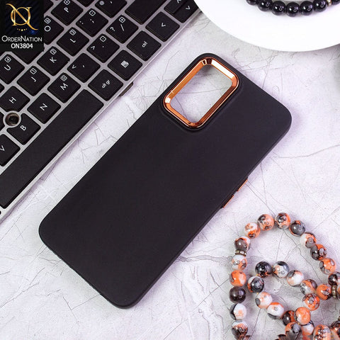 Oppo A16 Cover - Black - New Electroplating Camera Ring Colored Soft Silicon Borders Protective Back Case