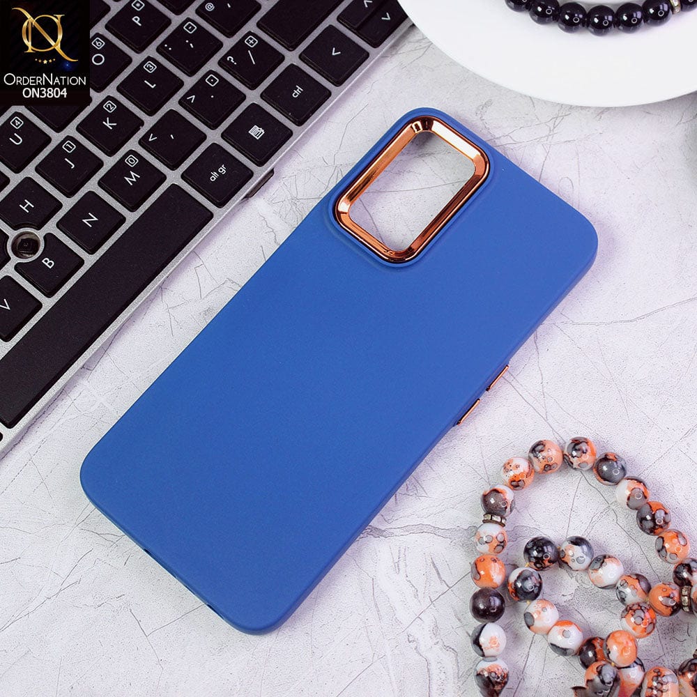 Oppo A16 Cover - Blue - New Electroplating Camera Ring Colored Soft Silicon Borders Protective Back Case