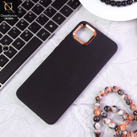 Oppo A16e Cover - Black - New Electroplating Camera Ring Colored Soft Silicon Borders Protective Back Case
