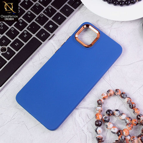 Oppo A16K Cover - Blue - New Electroplating Camera Ring Colored Soft Silicon Borders Protective Back Case