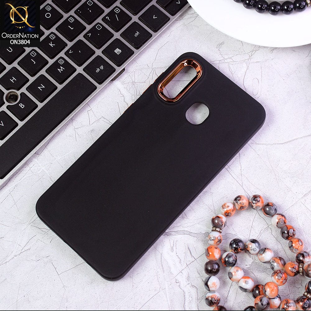 Samsung Galaxy A30 Cover - Black - New Electroplating Camera Ring Colored Soft Silicon Borders Protective Back Case